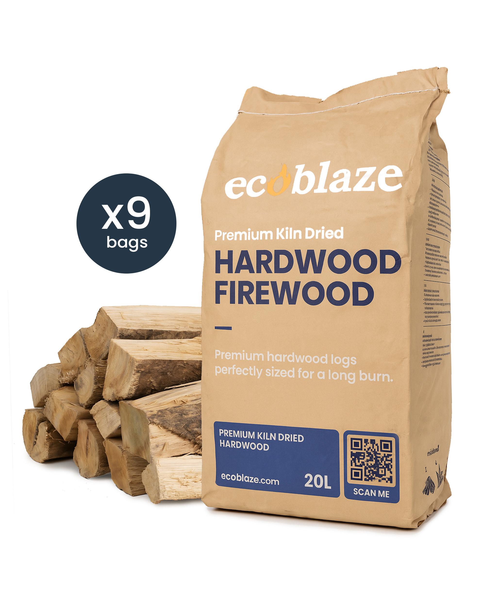 Ecoblaze Premium Kiln Dried Hardwood Firewood Bags